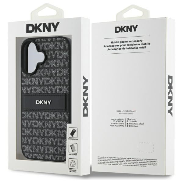 DKNY Texture Pattern Tonal Stripe iPhone 16 Case - Black
