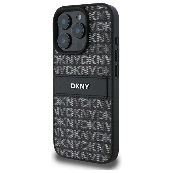DKNY Texture Pattern Tonal Stripe iPhone 16 Pro Max Case - Black