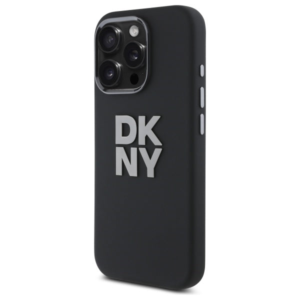 DKNY Liquid Silicone Metal Logo iPhone 16 Pro Max Case - Black