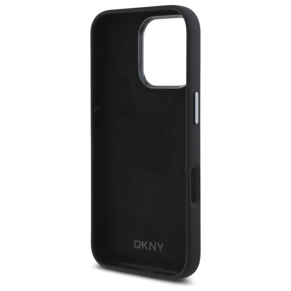DKNY Liquid Silicone Metal Logo iPhone 16 Pro Max Case - Black