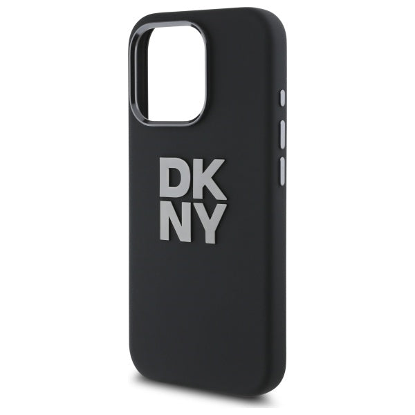 DKNY Liquid Silicone Metal Logo iPhone 16 Pro Max Case - Black