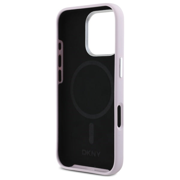 DKNY Liquid Silicone Small Metal Logo MagSafe iPhone 16 Pro Case - Pink