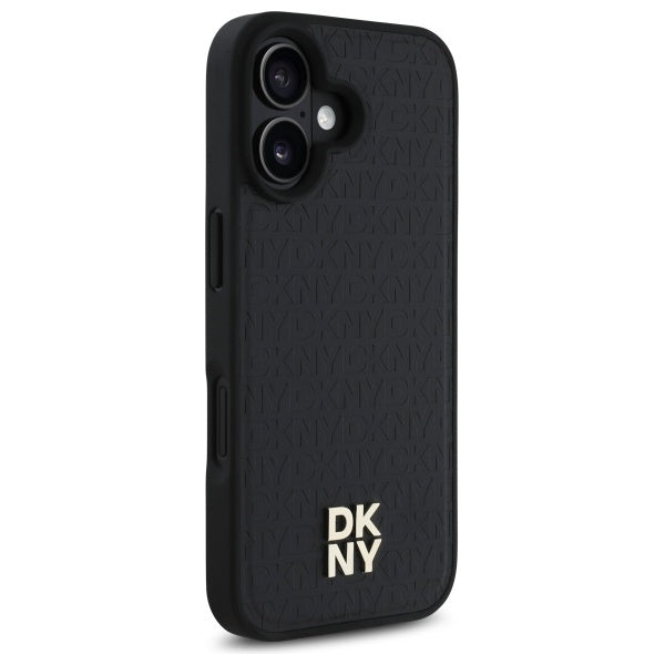 DKNY Repeat Pattern Stack Logo MagSafe iPhone 16 Case - Black