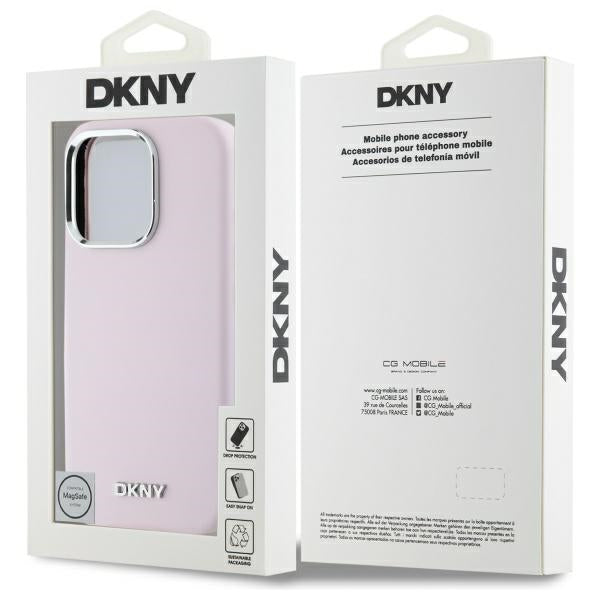 DKNY Liquid Silicone Small Metal Logo MagSafe iPhone 16 Pro Max Case - Pink