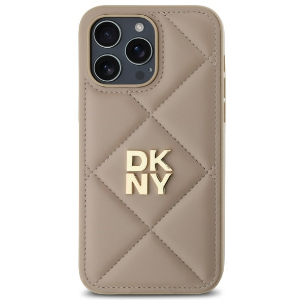 DKNY Quilted Stack Logo iPhone 14 Pro Case - Beige