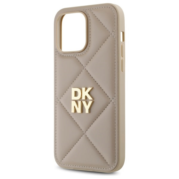DKNY Quilted Stack Logo iPhone 14 Pro Case - Beige