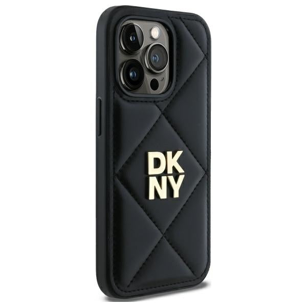 DKNY Quilted Stack Logo iPhone 14 Pro Case - Black