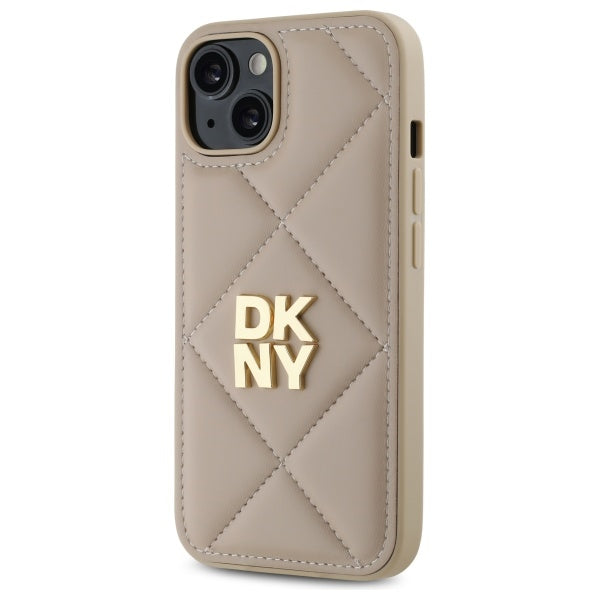 DKNY Quilted Stack Logo iPhone 14 Case - Beige