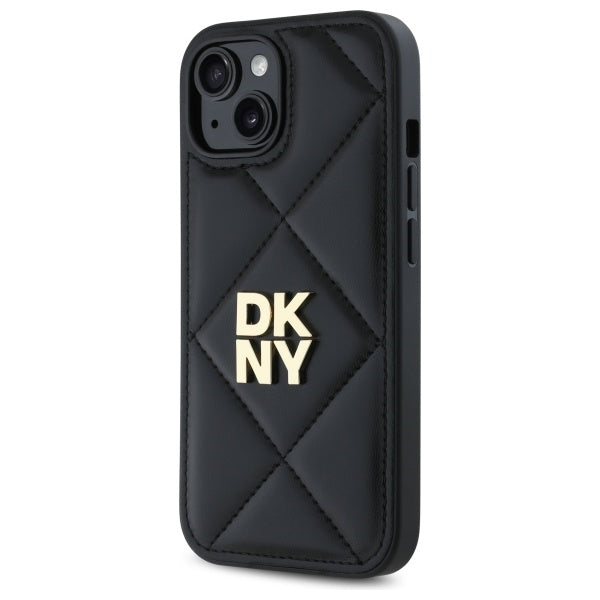 DKNY Quilted Stack Logo iPhone 14 Case - Black