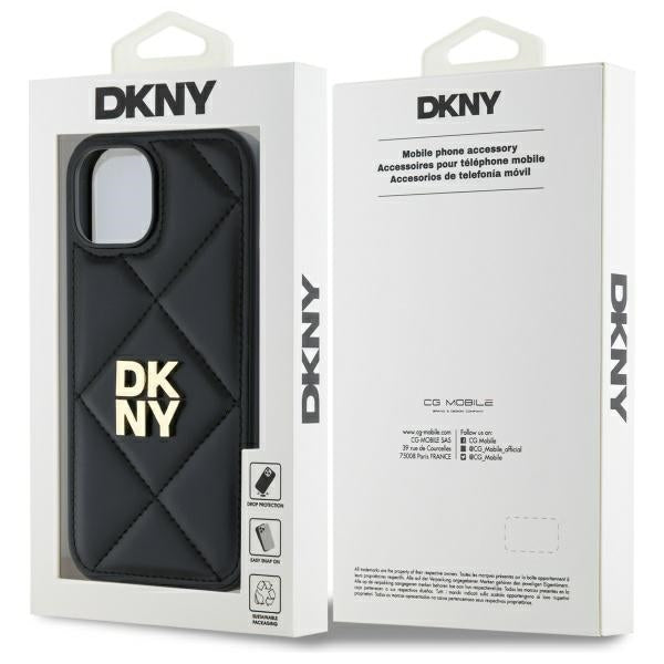 DKNY Quilted Stack Logo iPhone 14 Case - Black
