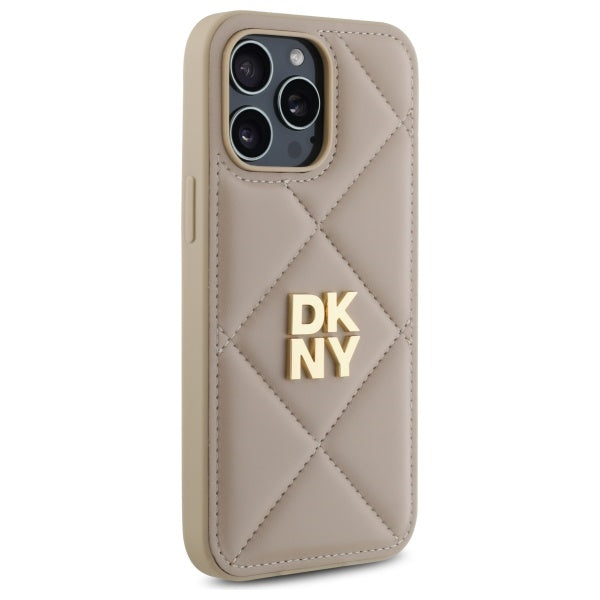 DKNY Quilted Stack Logo iPhone 14 Pro Max Case - Beige