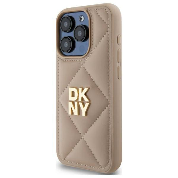 DKNY Quilted Stack Logo iPhone 15 Pro Case - Beige