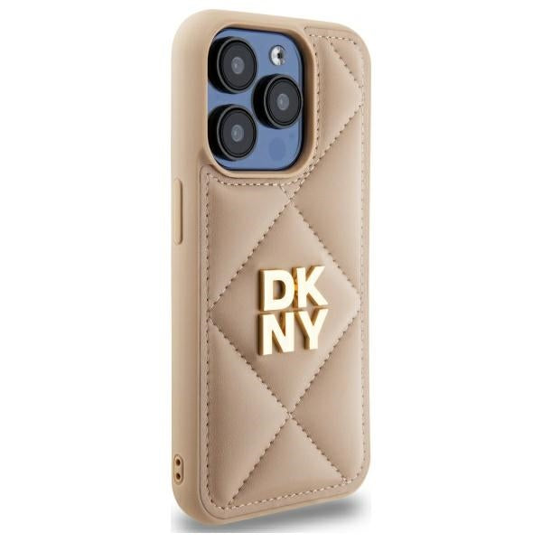 DKNY Quilted Stack Logo iPhone 15 Pro Case - Beige