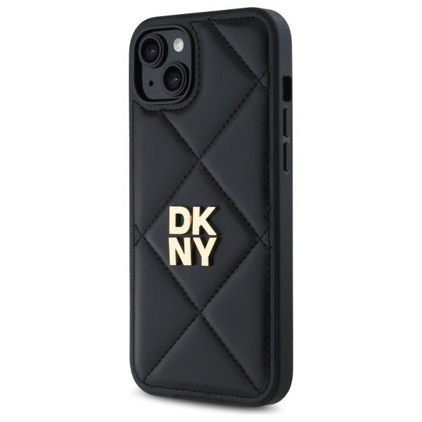 DKNY Quilted Stack Logo iPhone 15 Plus Case - Black