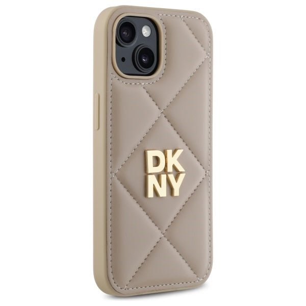 DKNY Quilted Stack Logo iPhone 15 Case - Beige
