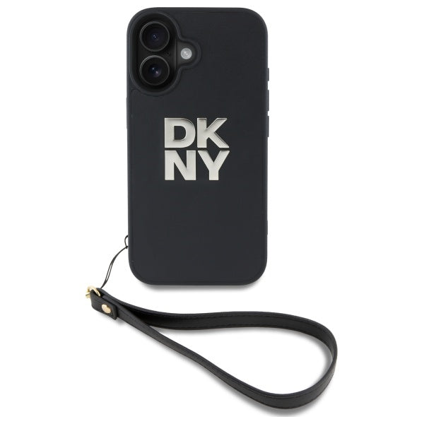 DKNY Wrist Strap Stock Logo iPhone 16 Case - Black