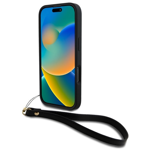 DKNY Wrist Strap Stock Logo iPhone 16 Pro Max Case - Black