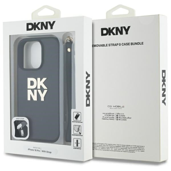 DKNY Wrist Strap Stock Logo iPhone 16 Pro Max Case - Black