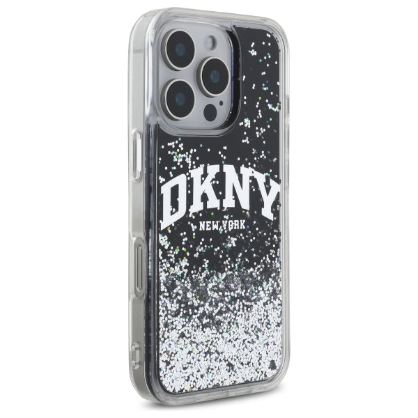 DKNY DKHCP16LLBNAEK iPhone 16 Pro 6.3" black/black hardcase Liquid Glitter Arch Logo