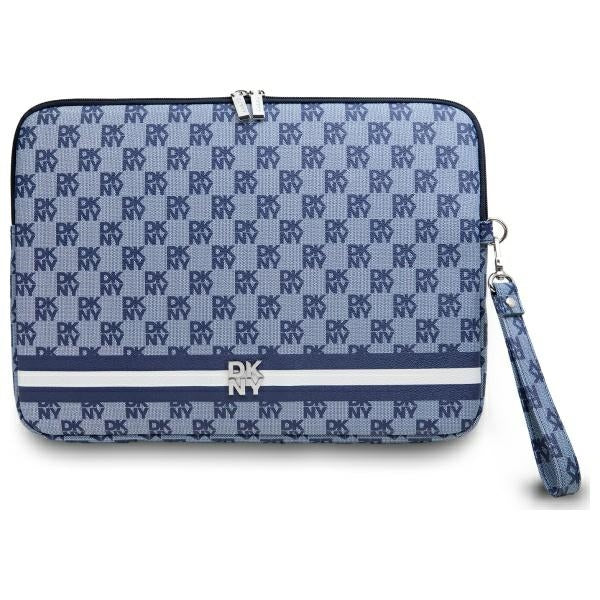 DKNY Sleeve Checkered Pattern Printed Stripes 14" Laptop Case - Blue