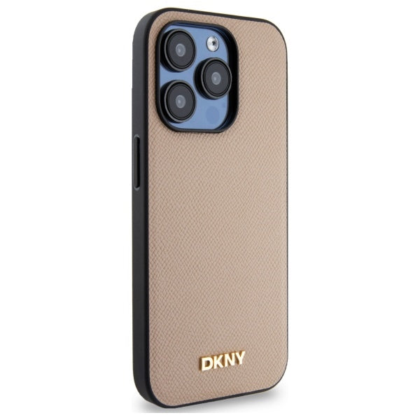 DKNY Grained Metal Logo MagSafe iPhone 15 Pro Max Case - Beige