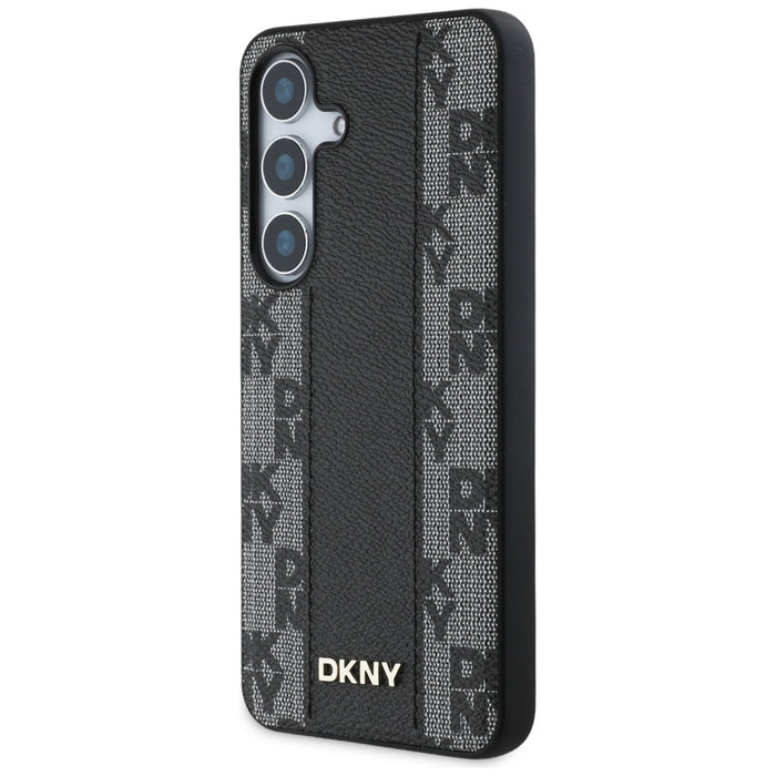 DKNY Leather Checkered Pattern MagSafe Case for Samsung Galaxy S25 Black