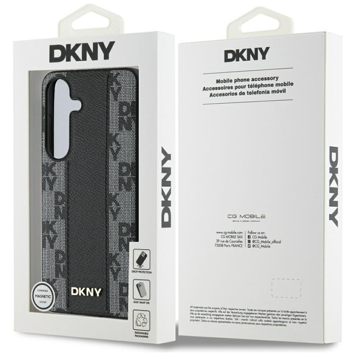 DKNY Leather Checkered Pattern MagSafe Case for Samsung Galaxy S25 Black