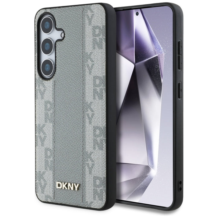 DKNY Leather Checkered Pattern MagSafe case for Samsung Galaxy S25 taupe