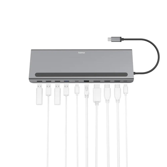 Docking station 10 in 1 HAMA Connect2Office Pro USB-A USB-C (PD) HDMI DP LAN/Ethernet Gray - Аксесоари за