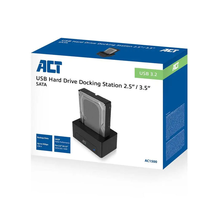 Docking station ACT AC1500 USB 3.1 Gen1 For 3.5’’/2.5’’ SATA HDD/SSD - Чекмеджета за дискове<<<Компютърни