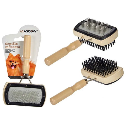 Dog Brush Mascow Brown Grey 10 x 17 x 5 cm Double (12 Units) - Домашни Животни<<<Дом Градина<<<BigBuy&&&Здраве и