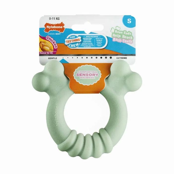 Dog chewing toy Nylabone SENSORY TACTILE RING Green Peanut butter Chicken S - Домашни Животни<<<Дом