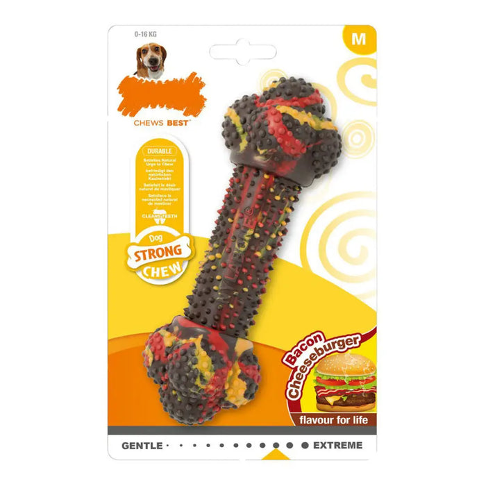 Dog chewing toy Nylabone Strong Chew Bacon Cheese Hamburger Rubber Size M - Домашни Животни<<<Дом