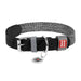 Dog collar made of natural leather and recycled material with QR code Waudog size M width 20 mm black - Walking