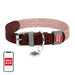 Dog collar made of natural leather and recycled material with QR code Waudog size L width 25 mm brown - Walking