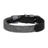 Dog collar made of natural leather and recycled material with QR code Waudog size S width 15 mm black - Walking