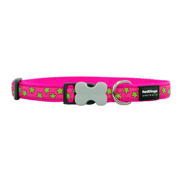 Dog collar Red Dingo STYLE STARS LIME ON HOT PINK 41-63 cm - Домашни Животни<<<Дом Градина<<<BigBuy&&&Пътуване и