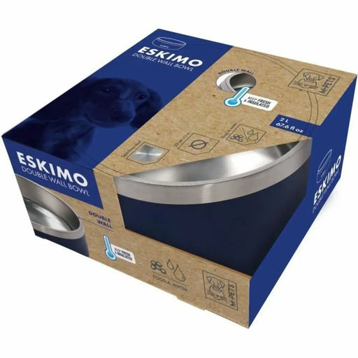 Dog Feeder MPETS ESKIMO Metal Stainless steel Blue Non-slip 2 L - Домашни Животни<<<Дом Градина<<<BigBuy&&&Купички за