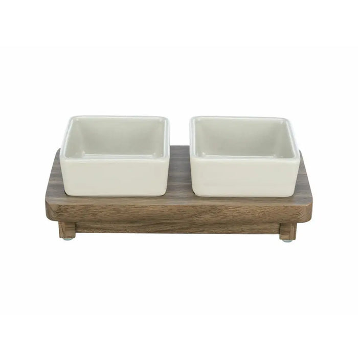 Dog Feeder Trixie CityStyle Brown Grey Ceramic Silicone MDF Wood 2 x 400 ml - Домашни Животни<<<Дом