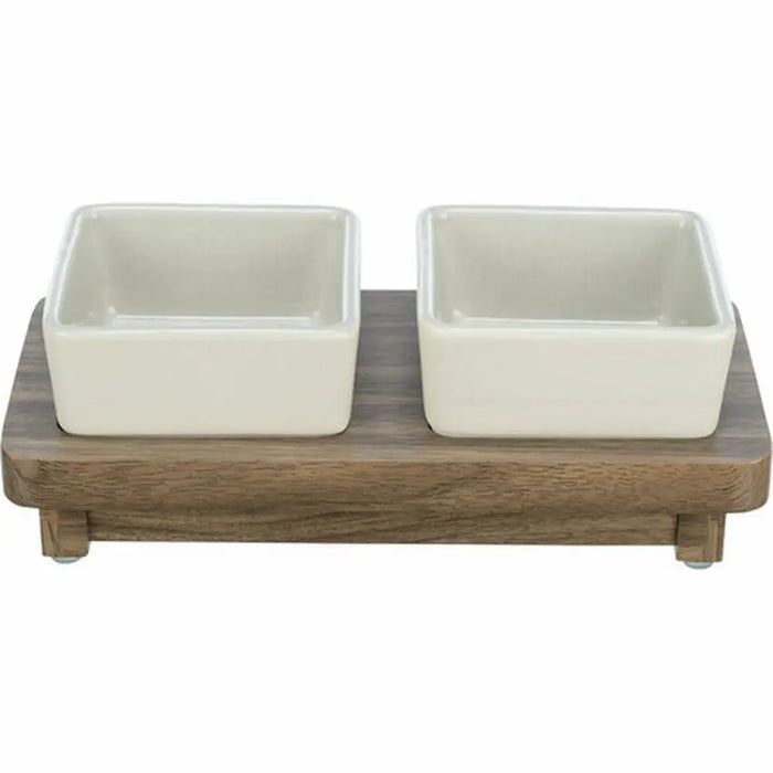 Dog Feeder Trixie CityStyle Brown Grey Ceramic Silicone MDF Wood 2 x 400 ml - Домашни Животни<<<Дом