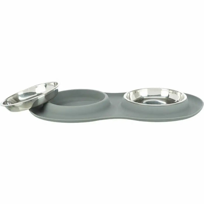 Dog Feeder Trixie Grey Stainless steel Ø 16 cm Double 2 × 0,3 L 47 × 3 × 26 CM - Домашни Животни<<<Дом