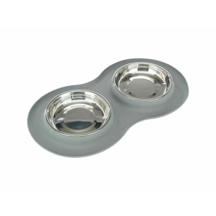 Dog Feeder Trixie Grey Stainless steel Ø 16 cm Double 2 × 0,3 L 47 × 3 × 26 CM - Домашни Животни<<<Дом