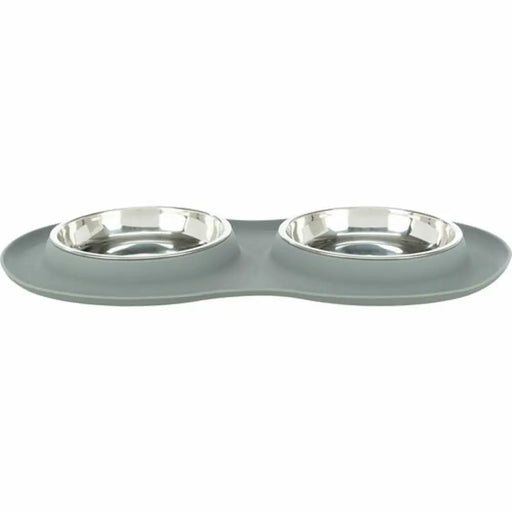 Dog Feeder Trixie Grey Stainless steel Ø 16 cm Double 2 × 0,3 L 47 × 3 × 26 CM - Домашни Животни<<<Дом