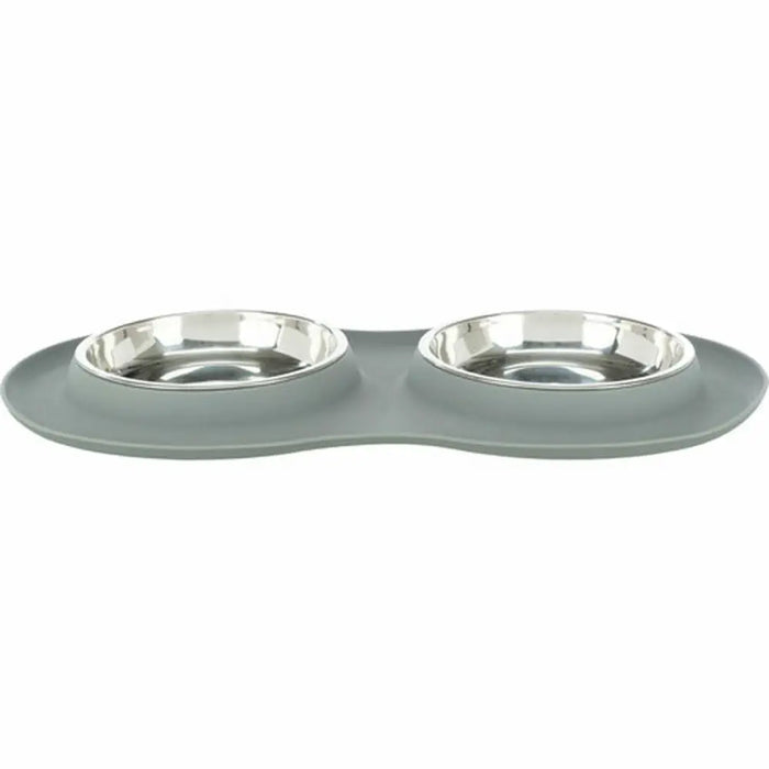 Dog Feeder Trixie Grey Stainless steel Ø 16 cm Double 2 × 0,3 L 47 × 3 × 26 CM - Домашни Животни<<<Дом