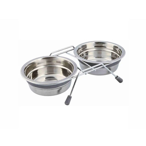 Dog Feeder Trixie Stainless steel 450 ml Double 2 × 0,45 L - Домашни Животни<<<Дом Градина<<<BigBuy&&&Купички за храна