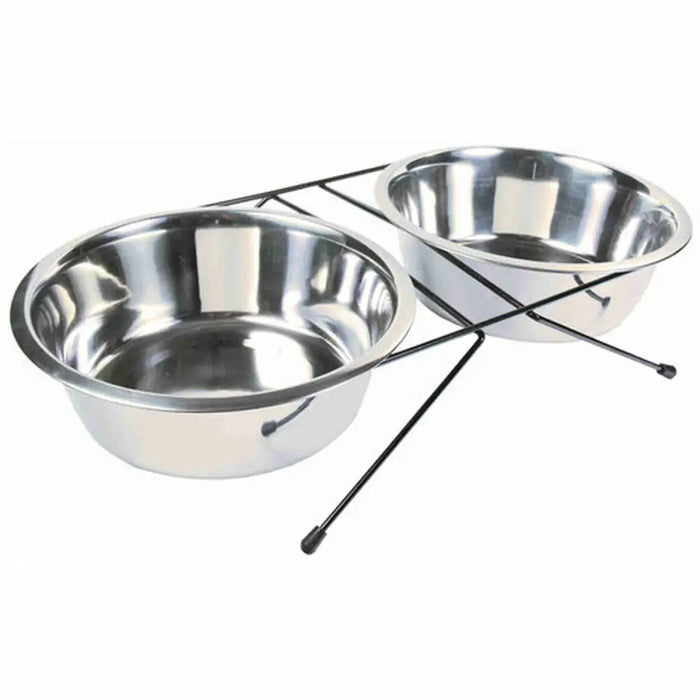 Dog Feeder Trixie Stainless steel Double 2,8 L 2 × 2,8 L - Домашни Животни<<<Дом Градина<<<BigBuy&&&Купички за храна и
