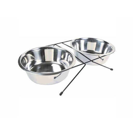 Dog Feeder Trixie Stainless steel Double 2,8 L 2 × 2,8 L - Домашни Животни<<<Дом Градина<<<BigBuy&&&Купички за храна и