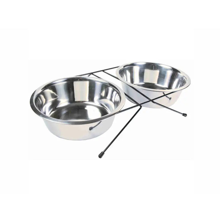 Dog Feeder Trixie Stainless steel Double 2,8 L 2 × 2,8 L - Домашни Животни<<<Дом Градина<<<BigBuy&&&Купички за храна и