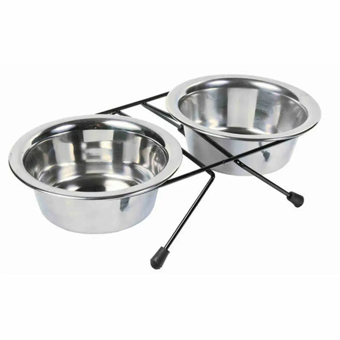 Dog Feeder Trixie Stainless steel Double - Домашни Животни<<<Дом Градина<<<BigBuy&&&Купички за храна и вода<<<Домашни