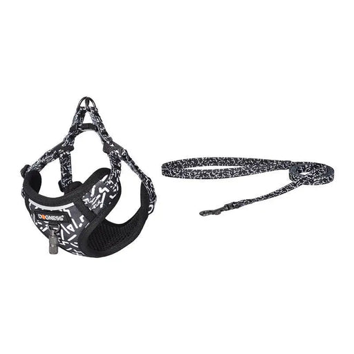 Dogness cat leash 1,5m + harness walking set (black and white) - Walking and transportation<<<Pets<<<InnproXML